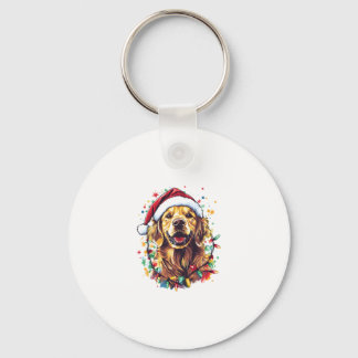 Chaveiro Golden Retriever Funny dog Christmas Santa Hat lig
