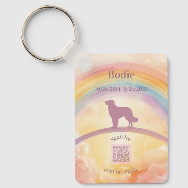 Chaveiro Golden Retriever Memorial Keychain Rainbow Bridge (Frente)