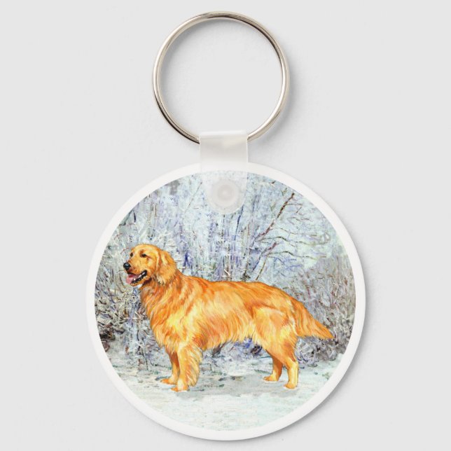 Chaveiro Golden Retriever no Inverno (Frente)