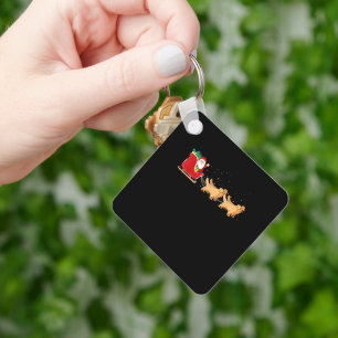 Chaveiro Golden Retriever Papai Noel Trenó de Natal Diverti