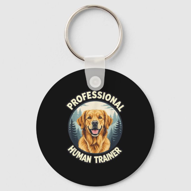 Chaveiro Golden Retriever Professional Human Trainer Funny  (Frente)