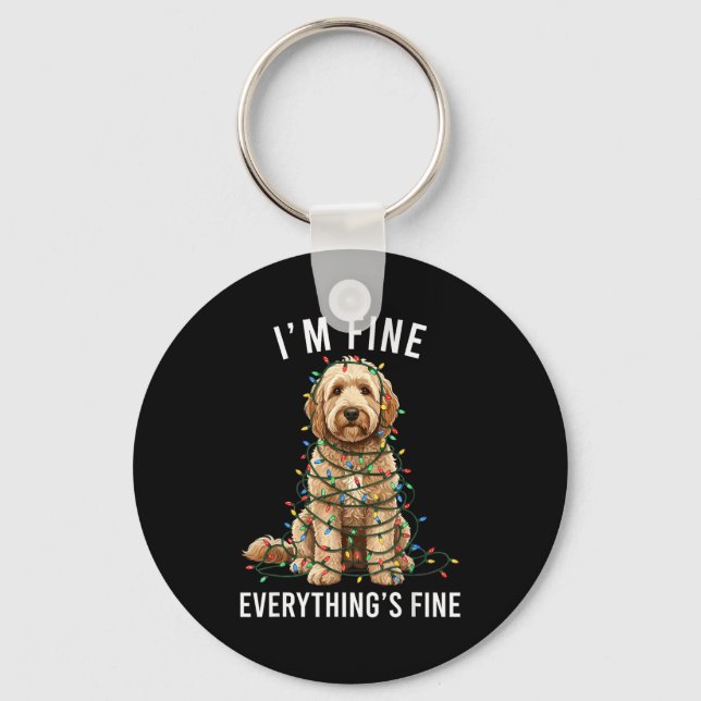 Chaveiro Goldendoodle Christmas I'm Fine Everything Is Fine (Frente)