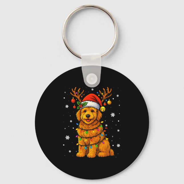Chaveiro Goldendoodle Christmas Tee Reindeer Christmas Ligh (Frente)