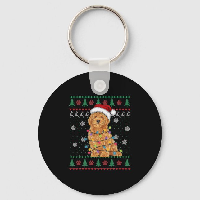 Chaveiro Goldendoodle Natal Feio Suar Engraçado Cachorro En (Frente)