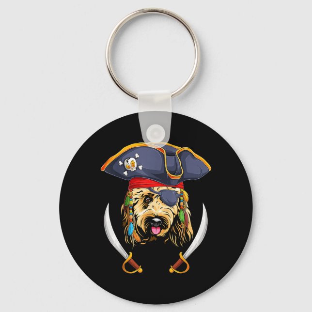 Chaveiro Goldendoodle Pirata Divertido Halloween Groodle Ca (Frente)