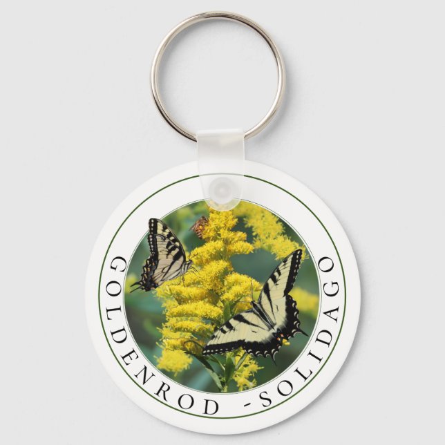 Chaveiro Goldenrod Solidago e Tiger Swallowtail Butterfly (Frente)