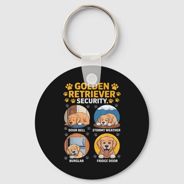 Chaveiro Goldens Tee Golden Retriever Security Funny  (Frente)