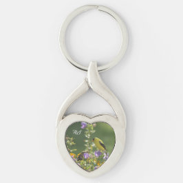 Chaveiro Goldfinch em uma Flor Harebell