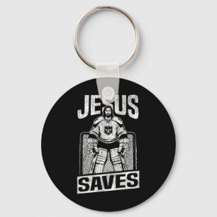 Chaveiro Goleiro de Hóquei no Gelo Vintage Jesus Jesus S