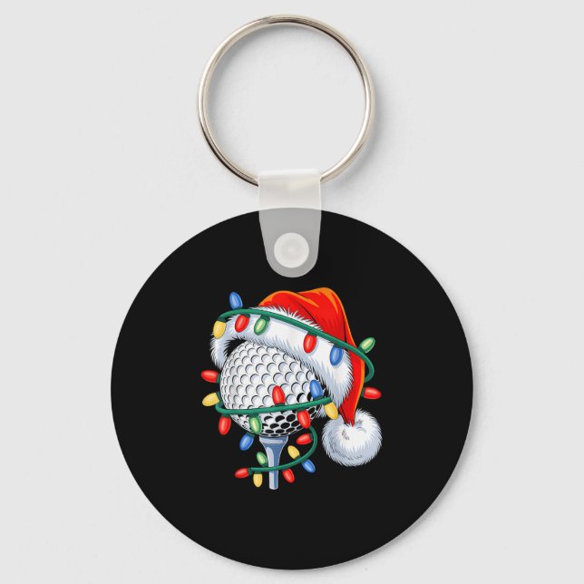 Chaveiro Golf Ball Santa Hat Xmas Engraçados Homens de Nata (Frente)