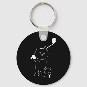 Chaveiro Golf Cat Men Golfing Golfing Golfer Club Engraçand