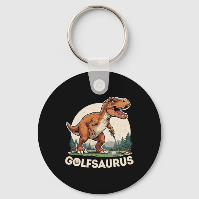 Chaveiro Golf Dinosaur Golfer T-rex Jogando Golfe Dino Golf (Frente)