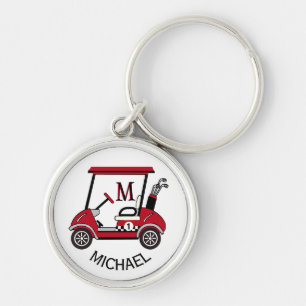 Chaveiro Golf Guy Gift Custom Cart Monogram Name
