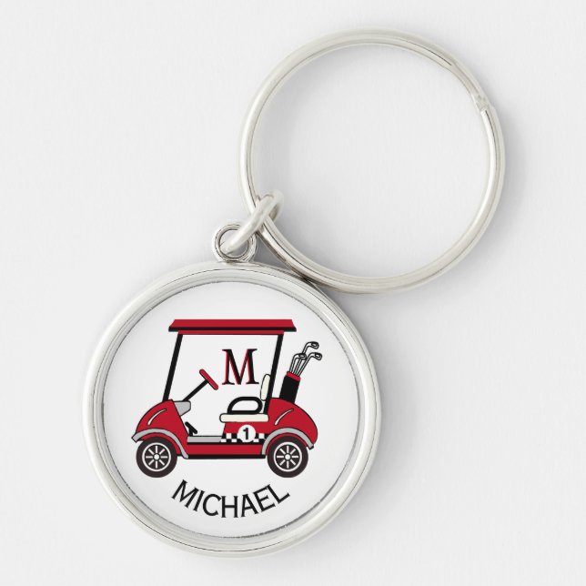 Chaveiro Golf Guy Gift Custom Cart Monogram Name (Frente)
