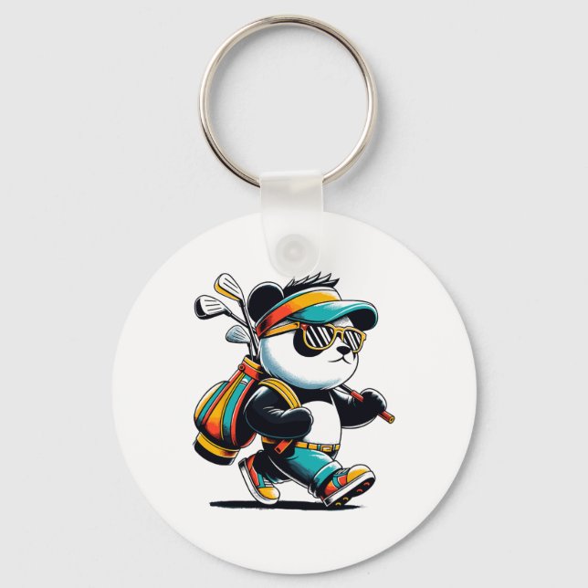 Chaveiro Golf Novelty Panda Golfing Mulheres Crianças Engra (Frente)