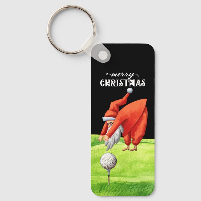Chaveiro Golf Papai Noel com bolas de golfe em verde (Frente)