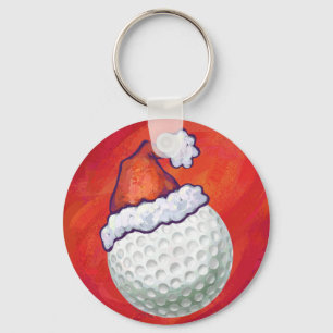 Chaveiro Golfe Ball em Santa Hat em Vermelho