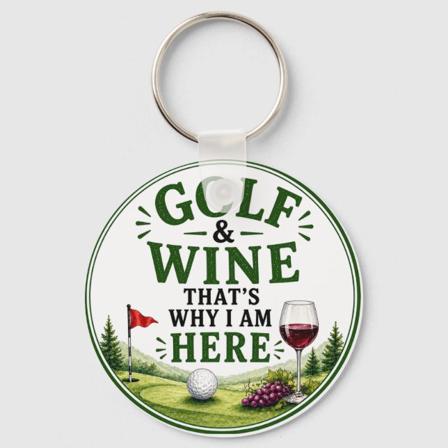 Chaveiro Golfe e Vinho temático para Golfista (Frente)