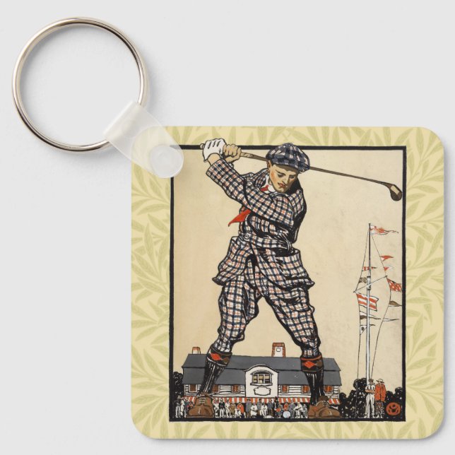 Chaveiro Golfe Golfista Vintage Antigo Golfe (Frente)