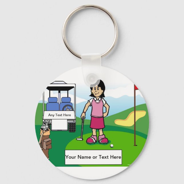 Chaveiro Golfer Personalizado - Caricatura Feminina (Frente)