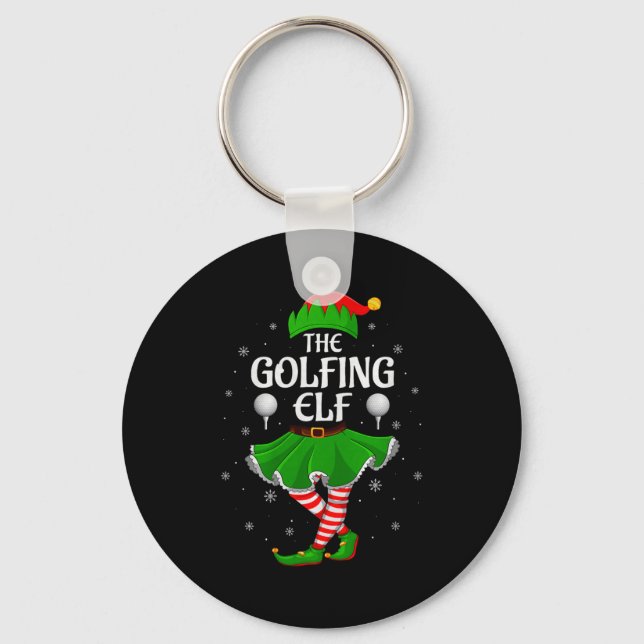 Chaveiro Golfing Elf Christmas Family Girls Women Elf Squad (Frente)