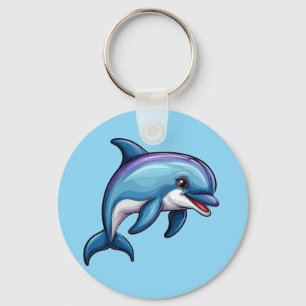 Chaveiro Golfinho de Desenho Animado Sorridente