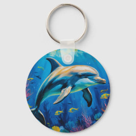 Chaveiro Golfinho de Pintura de Petróleo