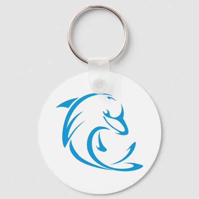 Chaveiro Golfinho Feliz no Estilo de Desenho em Swing (Frente)