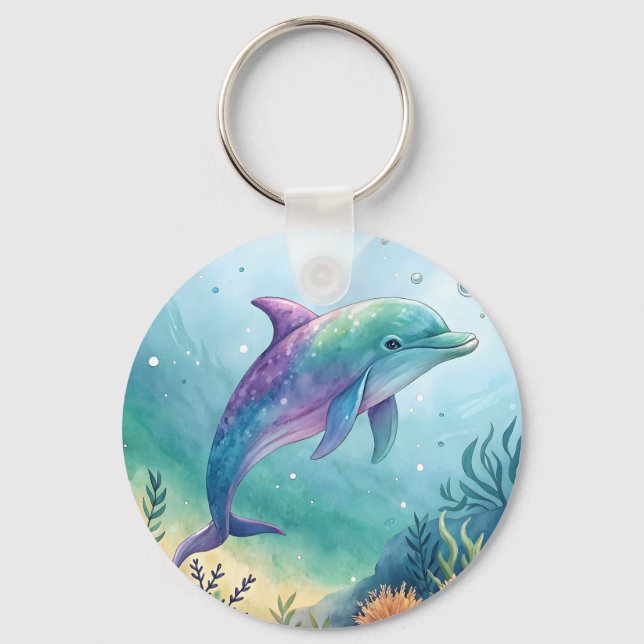 Chaveiro golfinho pintado à aquarela (Frente)