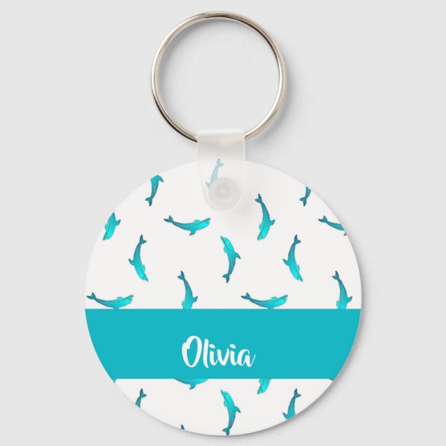 Chaveiro Golfinhos azuis em branco (Frente)