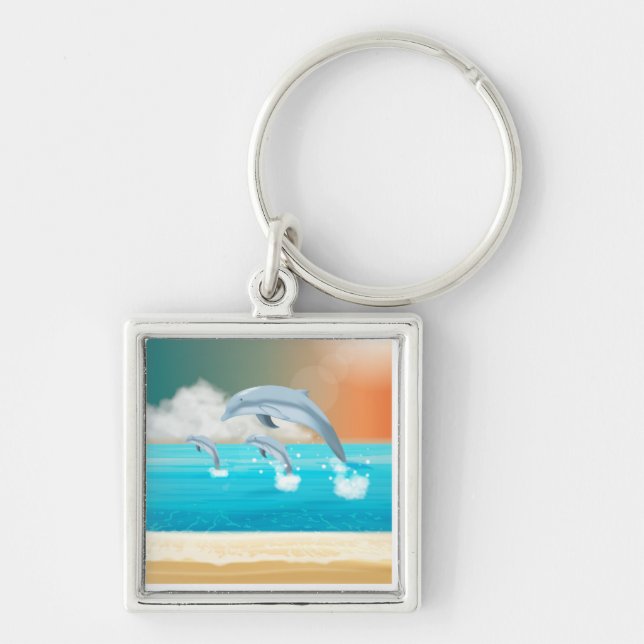 Chaveiro golfinhos respirando no oceano (Frente)