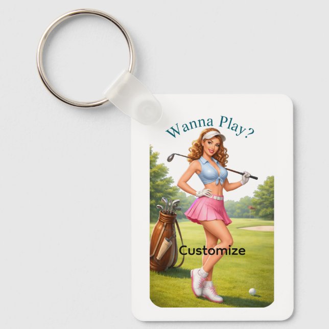 Chaveiro Golfista Feminina em Forma Thunder_Cove (Frente)