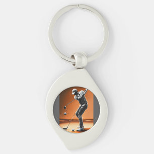 Chaveiro Golfista Humano Digital em 10 Posições de Swing de