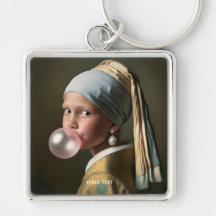 Chaveiro Goma-Bolha Rosa Fantasia