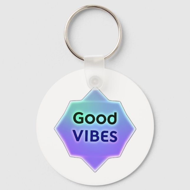 Chaveiro "Good Vibes" Text on Gradient Star Shape (Frente)