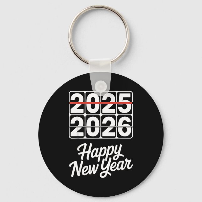 Chaveiro Goodbye 2025 Hello 2026 Clock Happy New Year Party (Frente)