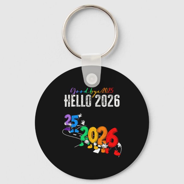 Chaveiro Goodbye 2025 Hello 2026 Funny Cartoon New Year Boy (Frente)