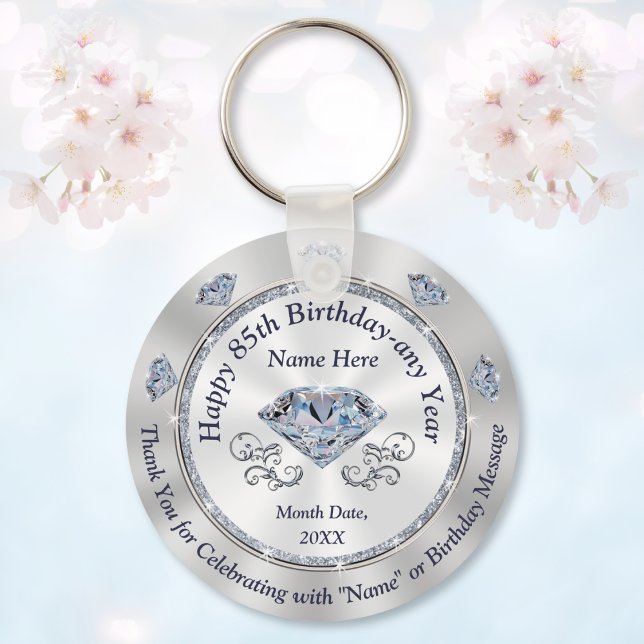 Chaveiro Gorgeous Personalized, 85th Birthday Party Favors (Elegant Personalized, 85th birthday party favors. Wonderful, birthday party ideas for grandma, mom.)