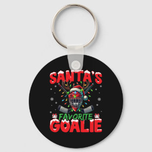 Chaveiro Gorro de Natal de Hockey do Goleiro Favorito do Pa