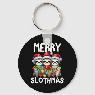 Chaveiro Gorro de Papai Noel de Preguiça Engraçado Retro Fa
