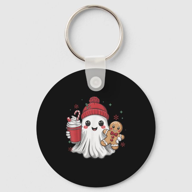 Chaveiro Gorro Fantasma Retro Natal Festa de Natal Xmas Caf (Frente)