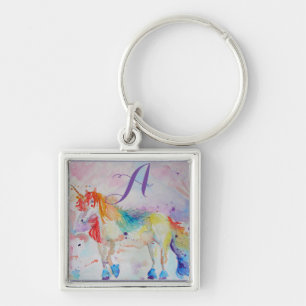 Chaveiro Gotas de Cores d'Água do Arco-Íris Cute Unicorn Pe