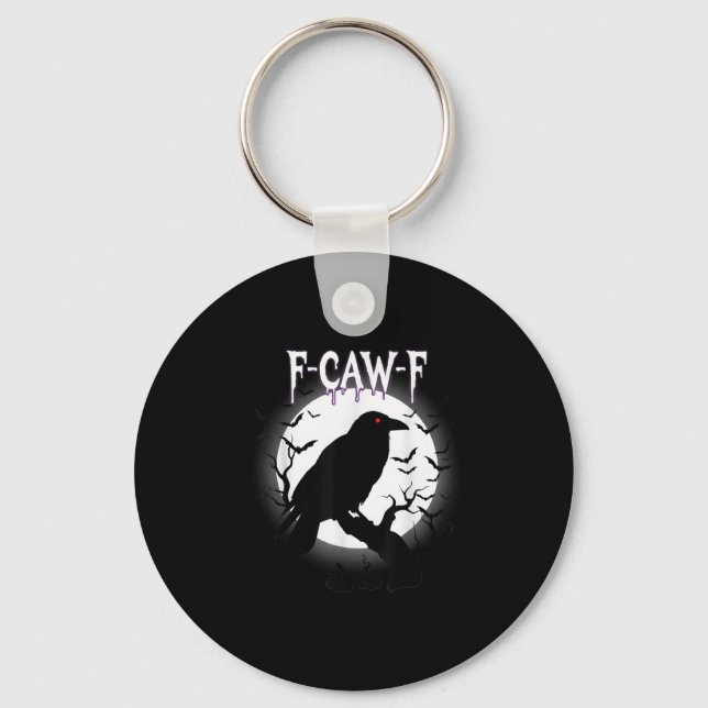 Chaveiro Gothic Crow F-caw-f Moon Halloween Tee  (Frente)