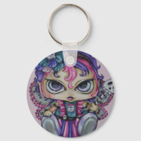 Gótico Baby Fae Skull Big Eyed Fantasy Art Chaveir