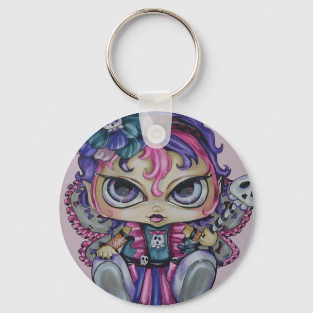 Chaveiro Gótico Baby Fae Skull Big Eyed Fantasy Art Chaveir (Frente)