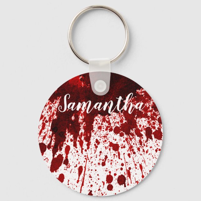 Chaveiro Gótico de Vampiro de Splatter Sanguíneo Personaliz (Frente)