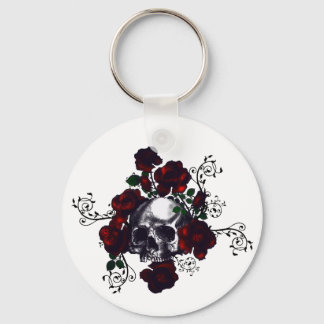 Chaveiro Gótico do Estilo de Tatuagem de Caveira e Rosas