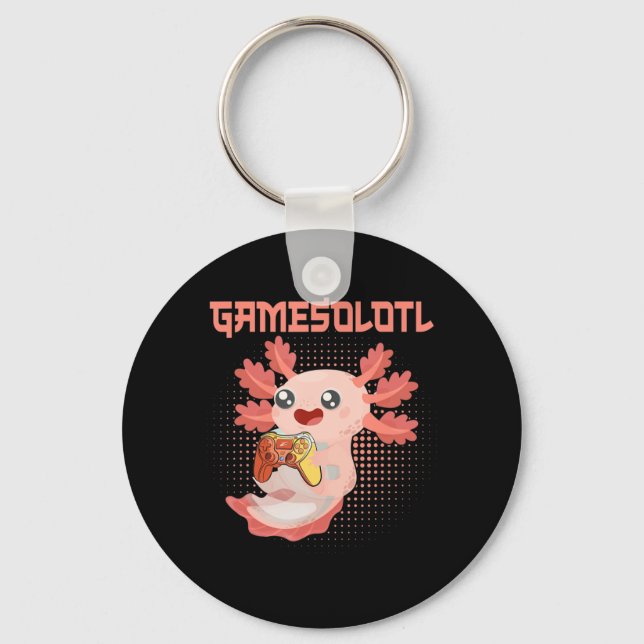 Chaveiro Gótico Gamesolotl Axolotl Video Gamer Kawaii Paste (Frente)