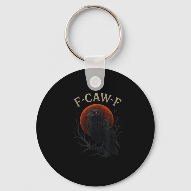 Chaveiro Gótico Preto Crow F-caw-f Raven Funny Red Moon Sar (Frente)