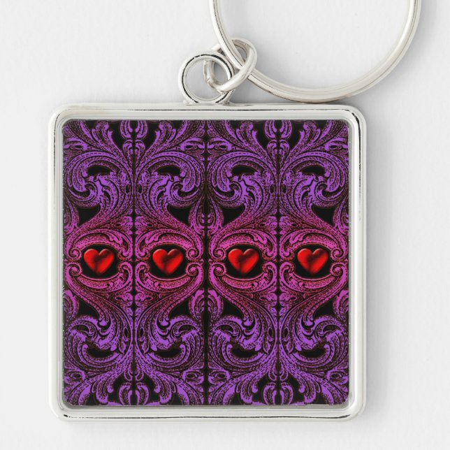 Chaveiro Gótico Purple Ornament com Coração (Frente)
